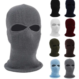 Men Women Black 2-Hole Full Face Cover Ski <b>Mask</b> Warm Double Knitted Winter Unisex Balaclava for Outdoor Sports - Product Image 3