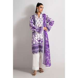 Traje de jardín morado sin costuras de 3 piezas para mujer, talla XS, largo hasta la rodilla, con estampado digital, cuello mandolina, decoración de diamantes, producto boutique ODM - Product Image 5