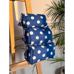 Pochette cosmétique Pintresty à pois, 3 pièces, en polyester, grande capacité, écologique, pliable, avec fermeture éclair, motif logo - Product Image 1