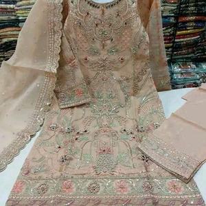 Vestido indio paquistaní de Organza, traje de perla bordada pesada, Salwar Kameez, ropa de fiesta, oferta, 2022 - Product Image 1