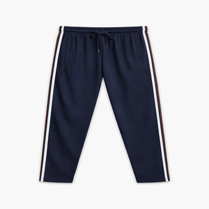 Pantalones Deportivos Personalizados con Franja Lateral Azul Marino, Cintura Elástica con Cordón, Pantalones Casuales para Hombre, Ropa de Otoño - Product Image 1