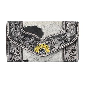 Cartera de Cuero Vacuno con Diseño Bohemio y Bloqueo RFID, Bolso de Mano para Mujer - Product Image 1