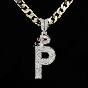 Lettre personnalisée entièrement glacé pendentifs hip hop ornés de diamants ronds brillants cultivés en laboratoire VV or rose 10 carats pour unisexe - Product Image 4