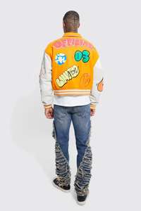 Chaquetas universitarias bordadas con estampado personalizado de alta calidad, chaqueta de béisbol personalizada para hombre, chaqueta varisty de gran tamaño en blanco al por mayor - Product Image 5