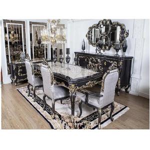 โต๊ะอาหารทำจากไม้สัก6ที่นั่งหรูหรามากสีดำ - Product Image 1