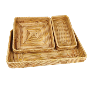 Cheap Price Vietnamese Round Woven Rattan Storage Tray Kitchen & Bathroom Tableware Organizer with Spice and Jewelry Storage - Product Image 3