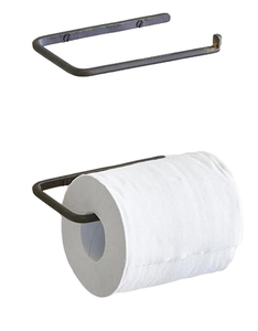 Porte-papier toilette noir durable, fait main en métal et bois, à fixer au mur, pour la maison, les hôtels, les salles de bain, design personnalisable - Product Image 1