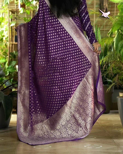 Original Minakari Heavy Zari Border Sari seda de alta calidad tejido pesado trabajo adultos-Para Boda fiesta pakistaní Salwar vestido - Product Image 4