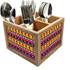 Élégant porte-cuillère en bois à un niveau support imprimé vaisselle organisateur de cuisine pour l'utilisation de la vaisselle - Product Image 4