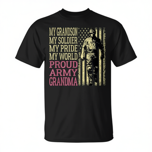 T-shirt militaire américain pour mon petit-fils, mon héros soldat, fière grand-mère de l'armée - Product Image 2