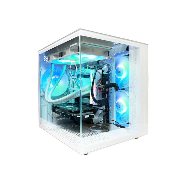 KINGSMAN GAMING White M-ATX ITX Mid Tower Gaming PC Case 3 ARGB Fans Tempered Glass Window Panoramic View PCI Slots 4 Stock