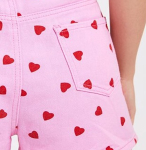 Prix usine nouveau Style 2025 rose Shorts coeur imprimé Sexy évider bouton braguette taille haute grande taille Denim Shorts pour les femmes - Product Image 2