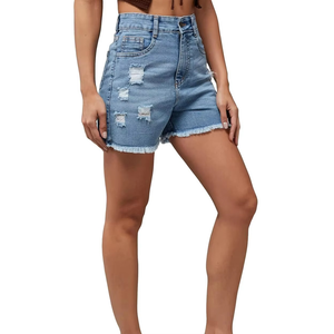 Short en jean bleu lavé de haute qualité pour femmes fabriqué au Pakistan pour l'été braguette avec fermeture éclair à l'arrière 2 poches OEM disponible - Product Image 5