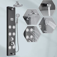 2023 nouveau modèle prix usine multi-fonction simple assemblage LED en acier inoxydable mural douche pluie salle de bain panneau de douche