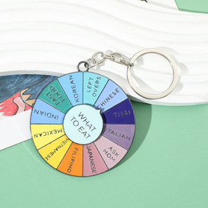 Llavero Circular Creativo con Diseño de Plato Giratorio, Llavero de Metal con Esmalte para Amigos, Colgante para Bolso de Mujer - Product Image 1