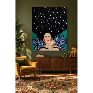 Impression sur toile de l'illustration d'une femme Fida aux cheveux étoilés - Product Image 1