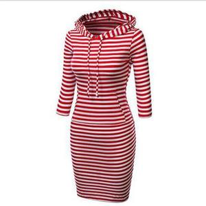 Vestido de mujer Otoño Invierno Nueva Europa Color sólido Bolsillo con capucha Vestidos de mujer de manga larga - Product Image 5