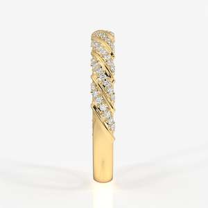 18K Gold Wedding Band with Round Cut Moissanite Diamond Elegant 18K Gold <b>Ring</b> - Product Image 3