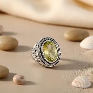 Anillo de Plata de Ley 925 con Citrino para Mujer, Elegante Joyería de Cristal con Piedras Preciosas, SKU AGR-21566 - Product Image 2