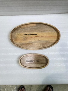 Meilleure vente Logo personnalisé forme ronde et ovale ménage bambou bois thé eau tasse pain Snack BBQ nourriture plateau de service assiette - Product Image 2