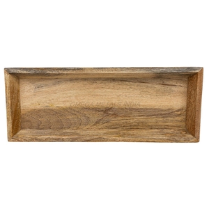 Handmade Wooden <b>Tray</b> Set in <b>Warm</b> Acacia Color with Sleek Rectangular Shape and Unique Design Ideal for Entertaining Guests - Product Image 2
