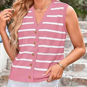 Vente en gros de pulls tricotés sans manches pour femme pulls sans manches à la mode pour femmes - Product Image 3