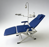 Fauteuil dentaire pliable portable avec égouttoir, lampe LED et plateau à instruments en option pour usage clinique