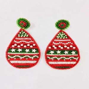 Boucles d'oreilles de Noël avec broderie de perles élégantes Conception festive Boucles d'oreilles brodées à la main Perlage accepter le logo personnalisé - Product Image 5