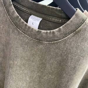 300GSM peso pesado venta al por mayor High Street Wash Plus Size Solid Drop Shoulder camiseta - Product Image 6