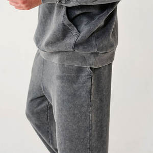 Vêtements de sport XL, grande taille, délavés à l'acide, pour l'hiver, survêtement 100% coton personnalisable, ensembles de motifs solides et respirants, vente en gros - Product Image 5