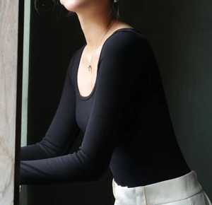 Top corto de lana transpirable bordado con estampado liso informal para mujer, camisetas de algodón 100% de manga larga con cuello en U, tallas grandes para hombre - Product Image 3