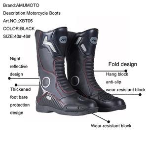 Motorbike Safety <b>Shoes</b> with Reflective Design Unisex Rubber Outsole & Genuine Leather Lining for Spring and Summer Riding - Product Image 5