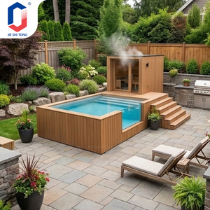 Piscina Pequeña para Jardín con Plataforma de Madera y Fuente Decorativa con Cascada - Product Image 2