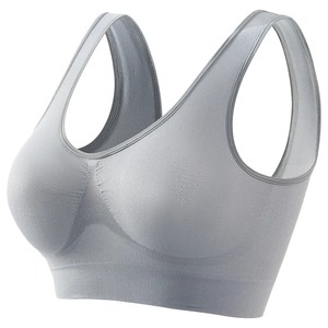 Sujetador deportivo OEM transpirable, a prueba de golpes, acolchado con elastano, push-up, para correr y yoga, espalda cruzada, negro liso, sin costuras, para mujer - Product Image 6