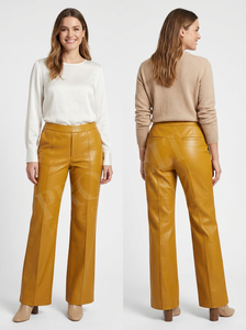 Pantalones de Cuero Personalizados para Mujer, Corte Recortado, Cintura Elástica, Bolsillos, Estilo Moderno, Uso Diario, Ajuste Cómodo, Tendencia - Product Image 6