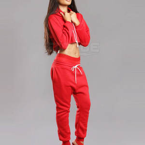 ชุดเซ็ตแทรคสูทครอปท็อปมีฮู้ดแฟชั่นสำหรับฤดูหนาว ผ้าเนื้อนุ่ม คุณภาพเยี่ยม ตะเข็บอย่างดี เป็นมิตรกับสิ่งแวดล้อม ระบายอากาศได้ดี แห้งเร็ว - Product Image 3