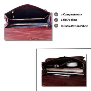 Classique Vintage femmes en cuir véritable cartable marron épaule bandoulière sac de soirée Durable fermeture à glissière léger élégant - Product Image 3