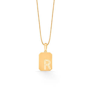 Collar con Colgante de Letra R Dorada, Cadena de Latón Moderna con Detalles de Diamantes y Perlas - Product Image 3