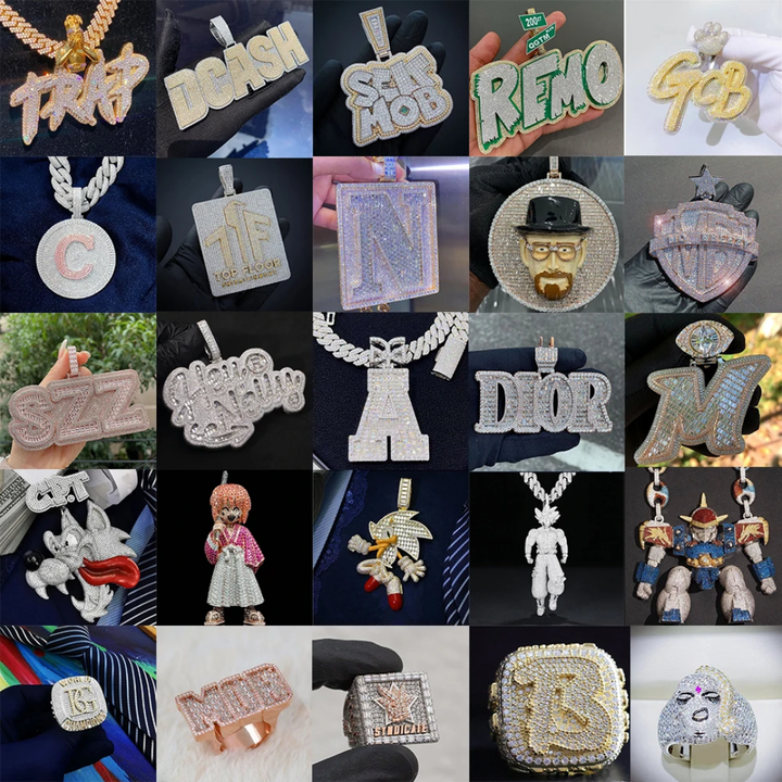 Luxury Custom New icedout Fine Pendants Charms Hi-Hip Hop VVS Moissanite Diamond Pendant Fashionable Sterling Silver Gold