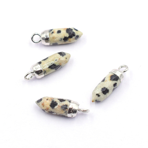 Jaspe Dálmata de 16-18 mm, Colgante con Forma de Espiga Pequeña, Chapado en Oro de 14K, Piedra Preciosa para la Fabricación de Joyas - Product Image 5