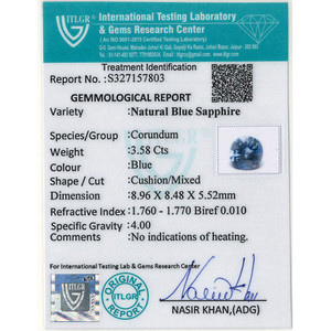 บลูแซฟไฟร์ 3.58 กะรัต พลอยธรรมชาติทรงรีเจียระไน โอปอล ออนิกซ์ อะความารีน หยก พลอยรูปทรงลูกแพร์ สูง 8 มม. - Product Image 4