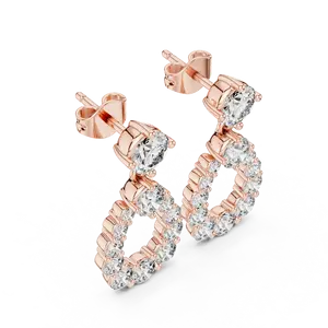 ต่างหูเพชรทรงกลมรูปทรงหยดน้ำ925สีเงินและทอง VVS D - Product Image 2