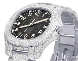 Reloj de pulsera para hombre, de acero inoxidable, movimiento automático de cuarzo, esfera cuadrada, estilo antiguo, moderno, hip hop, completamente plateado - Product Image 1