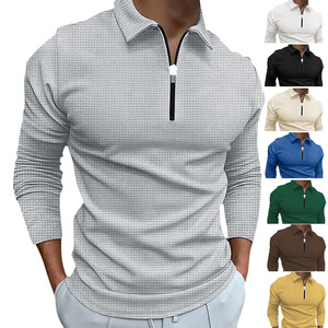 Polo de golf à col rabattu et fermeture éclair pour hommes, disponible sur mesure, avec service OEM, chemise en tricot à manches courtes printemps-été - Product Image 2