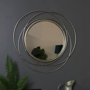 Miroir mural rond en métal de luxe moderne conçu sur mesure avec couleur et logo personnalisés pour la maison, l'hôtel, le bureau ou la décoration de mariage - Product Image 1