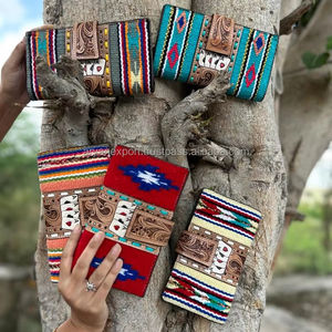 Nouvelle couverture de selle aztèque pochette en cuir Western élégant à deux volets femmes portefeuilles usiné à la main Gamble vente chaude embrayages de sculpture - Product Image 3