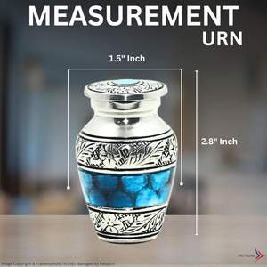 Mini urna de recuerdo para cenizas con caja de terciopelo en forma de corazón soporte de ceniza grabado Floral urna decorativa apreciada azul tamaño personalizado - Product Image 2