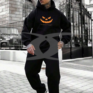 Sudadera con capucha térmica de algodón 100% de peso pesado de alta calidad, logotipo impreso personalizado, ropa de calle de Halloween de gran tamaño para hombres, temporada de invierno - Product Image 3
