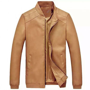 Veste en cuir PU unisexe personnalisable, sans col, imperméable, respirante, design vintage, vêtements de travail, hiver - Product Image 2