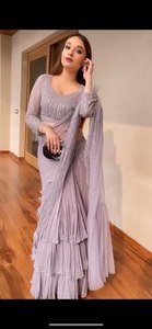 Saree Gorgette de Bollywood brodé attrayant avec chemisier - Product Image 3